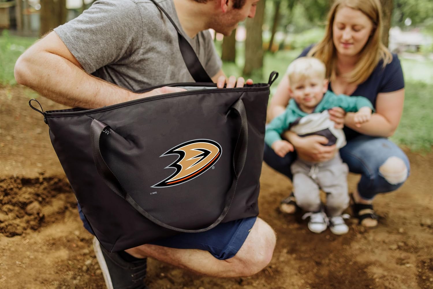 PICNIC TIME NHL Tarana Cooler Tote Bag made with Recycled Materials, Soft Cooler Tote Bag, Upcycled Picnic Cooler, (Carbon Black)