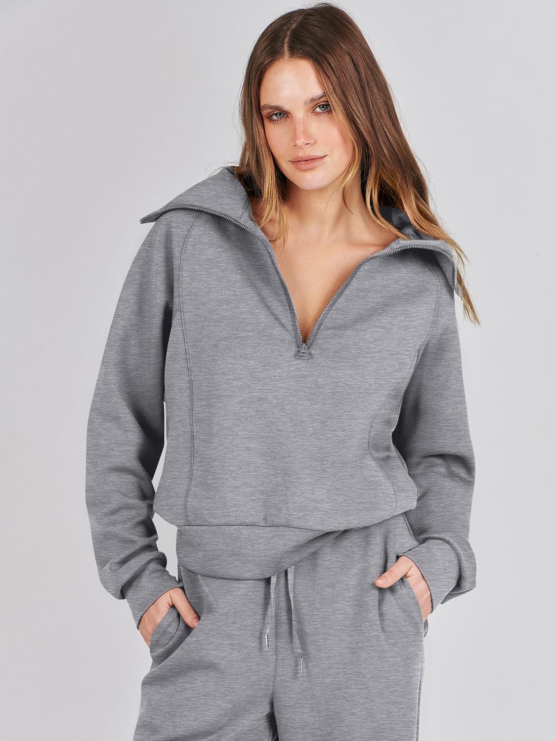 ANRABESS Women 2 Piece Outfits 2025 Fall Fashion Airport Wide Leg Pants Lounge Set Leisure Travel Vacation Clothes Sweatsuits - Image 5