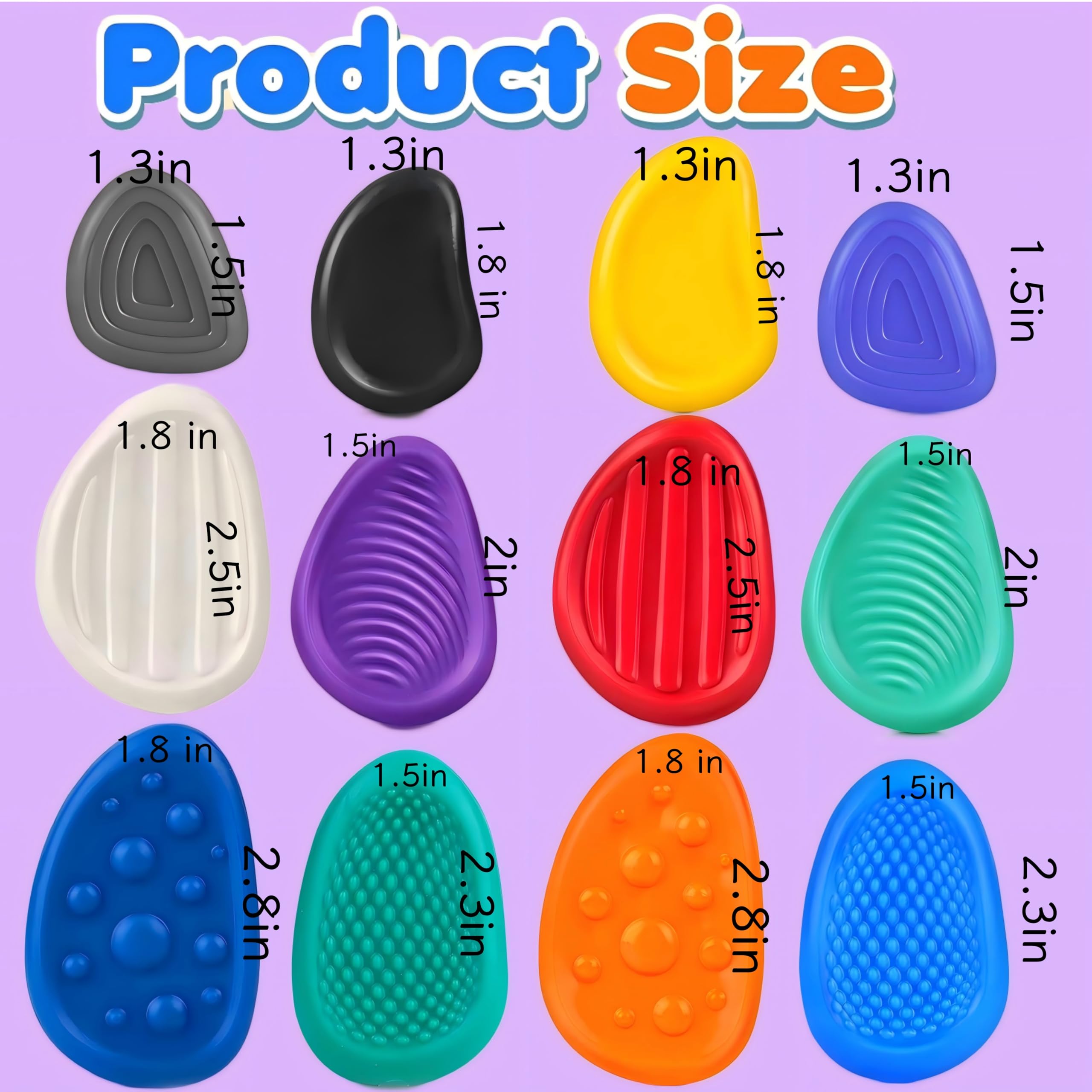 Fidget Toys Sensory Stones, zabawki antystresowe, sensoryczne, antystresowe, teksturowane, dla dzieci z autyzmem, 12 sztuk