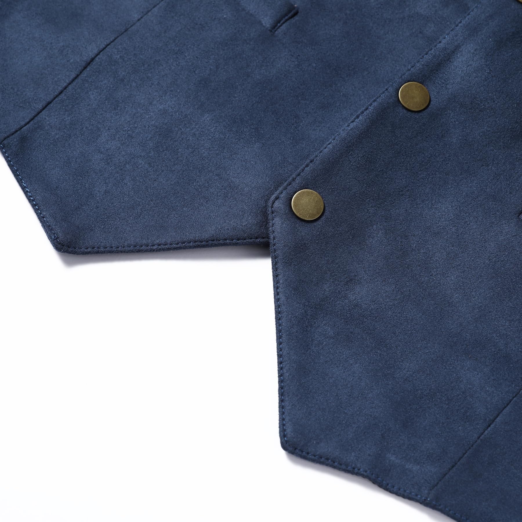 Allthemen Męska zamszowa kamizelka, dekolt w serek, casualowa kurtka bez rękawów, slim fit, biznesowa, formalna kamizelka na kolację weselną