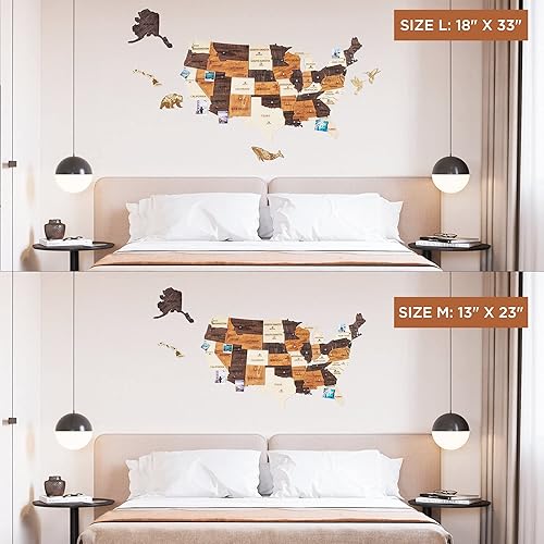 Miniatura 7 de Jabihome Mapa de madera 3D de Estados Unidos, 2 tamaños, decoración patriótica, regalos para hombres, decoraciones de pared - L 33 x 18 x 0.25