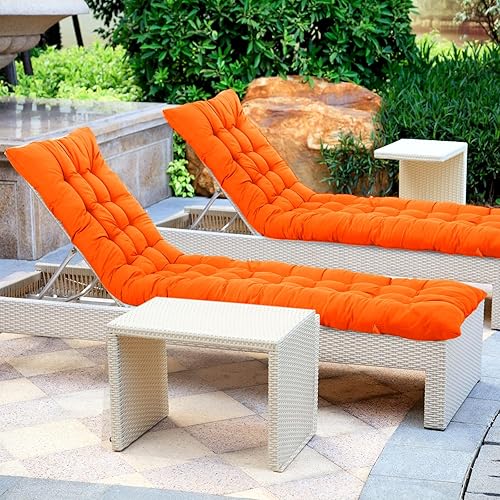 Miniatura 25 de Bucherry Cojines suaves para tumbona de 67 x 19 pulgadas, cojín para silla por gravedad, cojín para sofá, muebles de césped, con 6 lazos