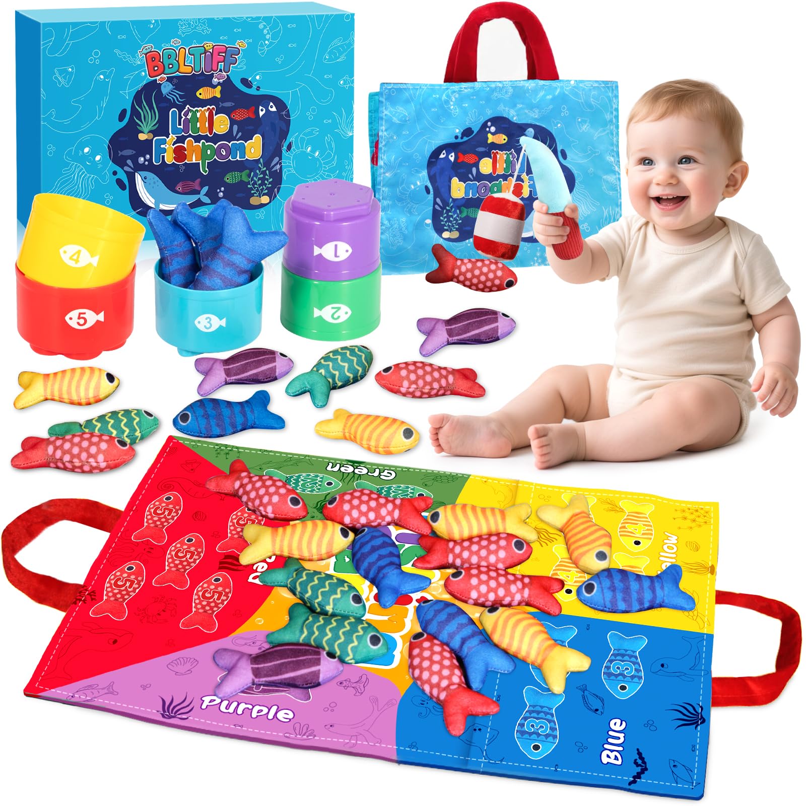 Giocattolo Montessori In Legno Per Bambini 1-6 Anni, Giochi Di Impilamento, Forme E Pesca Magnetica, Regalo Educativo