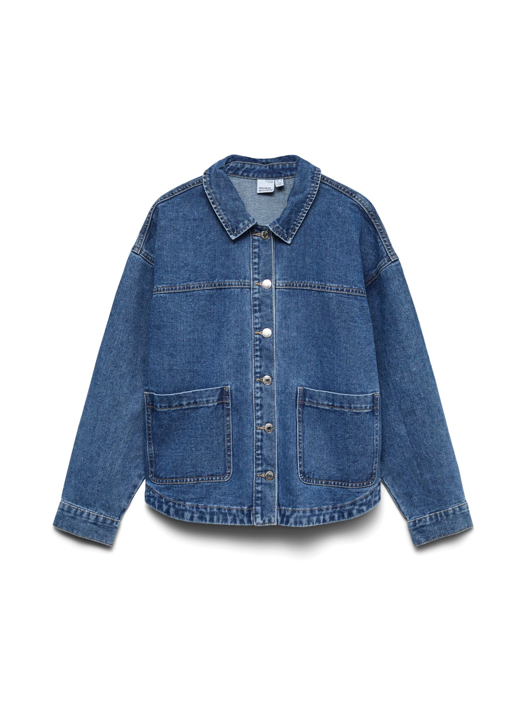 VERO MODA Vmjamie LS Denim Shacket Mix Ga Noos, Medium blue (medium blue denim), S