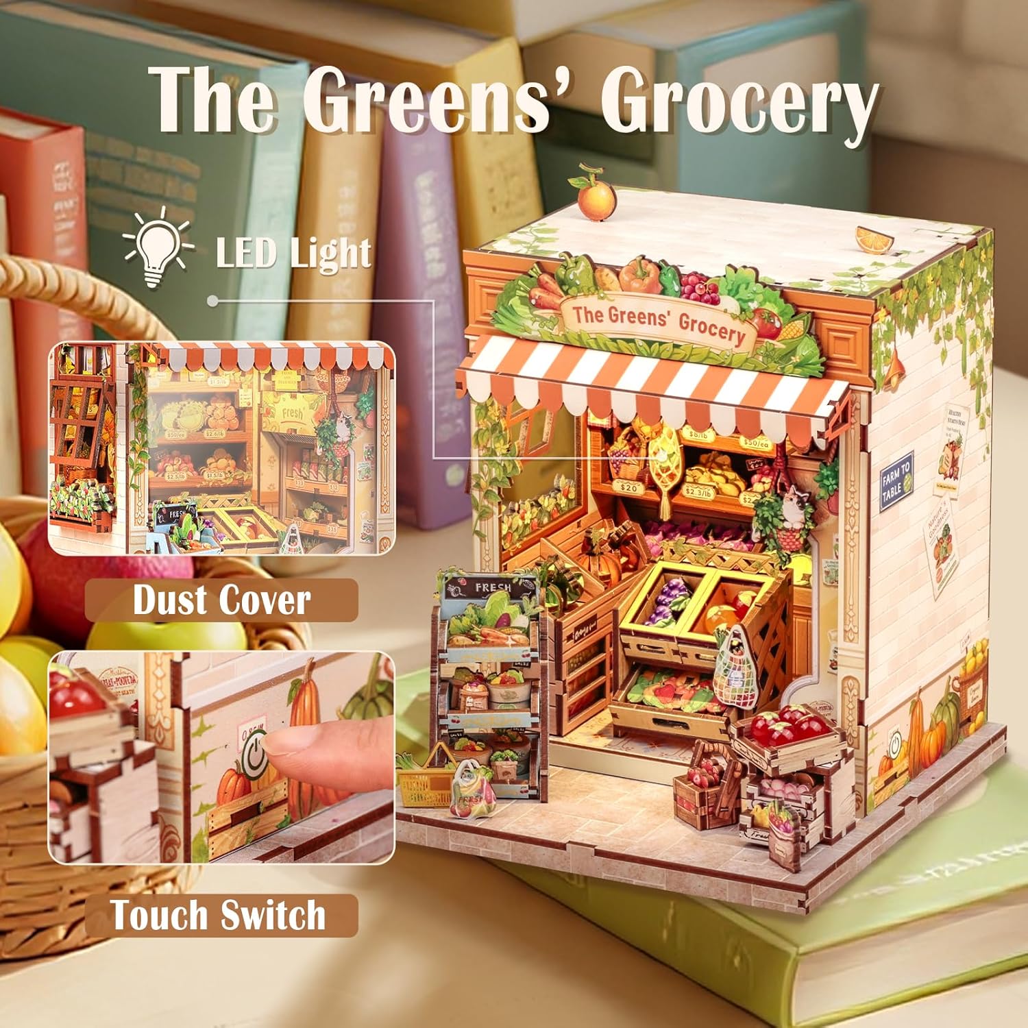 CUTEBEE Book Nook Kit - DIY Miniature House Dollhouse Kit for Adults, Booknook Tiny House Bookshelf Decor 3D Wooden Puzzle Model Building Set, Gifts for Family and Friends