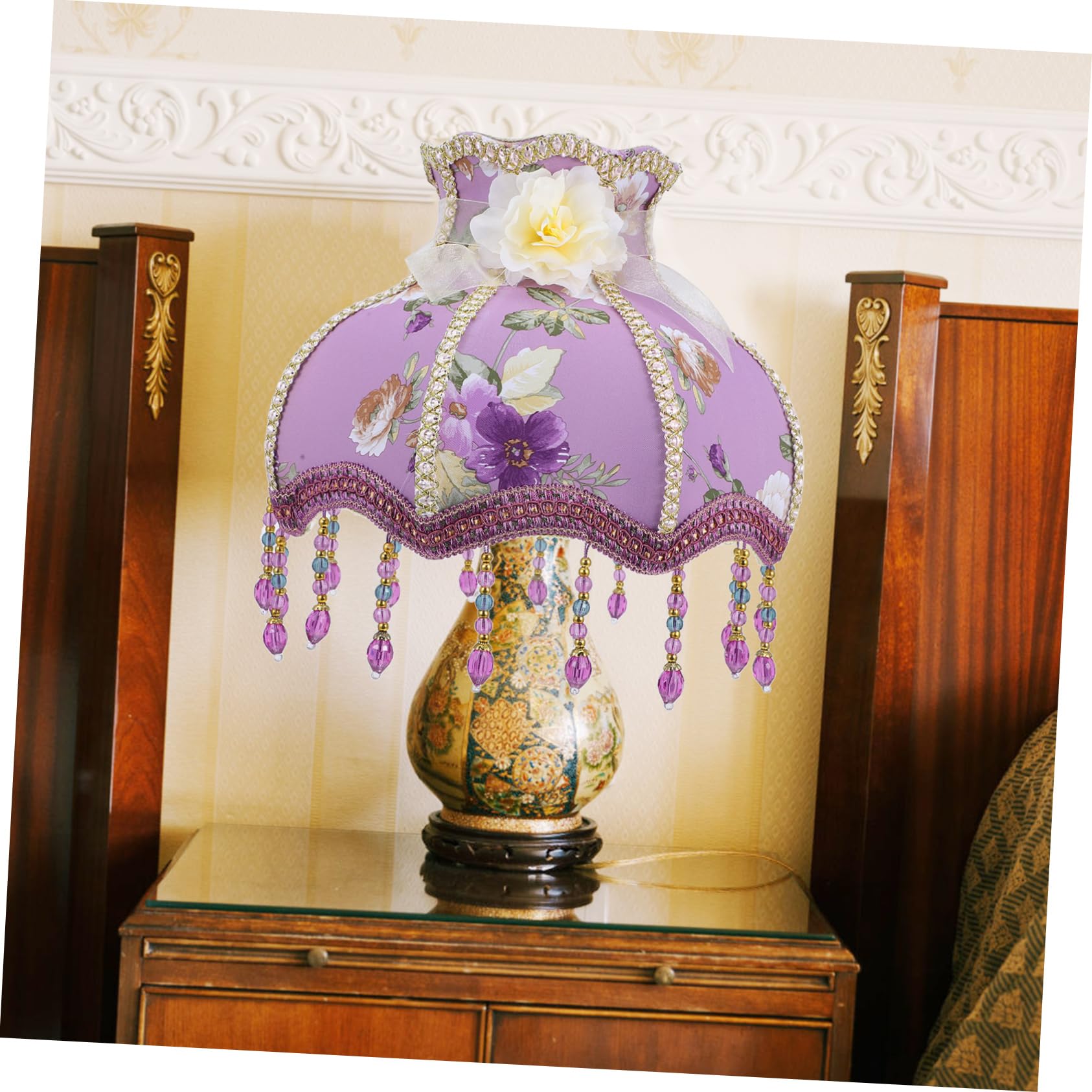 HEMOTON Lámpara De Mesa Pantalla De Encaje Romántica Lámpara De Luz Interior Diseño Elegante Para Decoración De y Acogedores