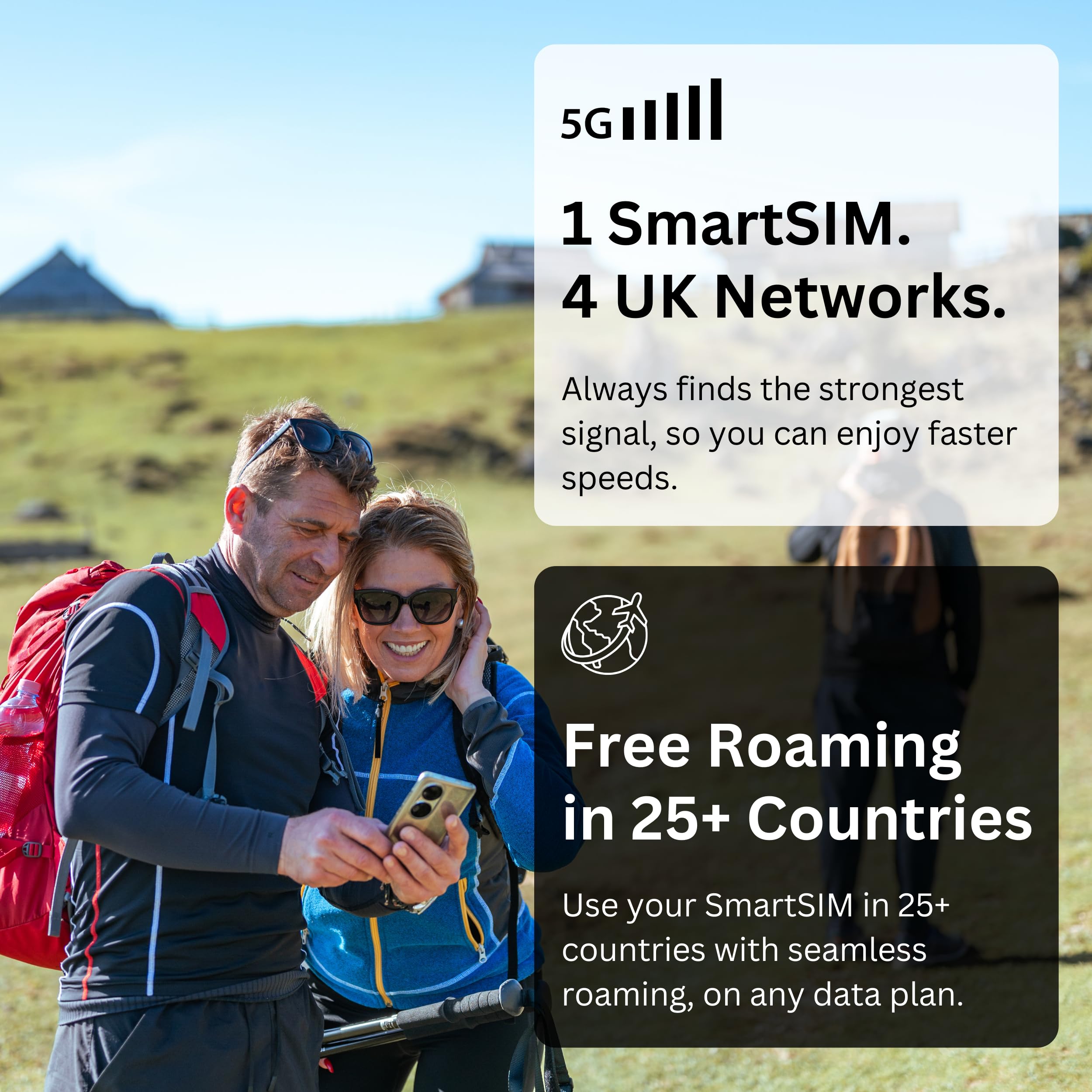 eSIM multired solo de datos, conecta automáticamente EE, O2, Vodafone y Three, 4G/5G prepago PAYG, Reino Unido y 25+ Europa Roaming, para dispositivos eSIM compatibles (25 GB | 12 meses)