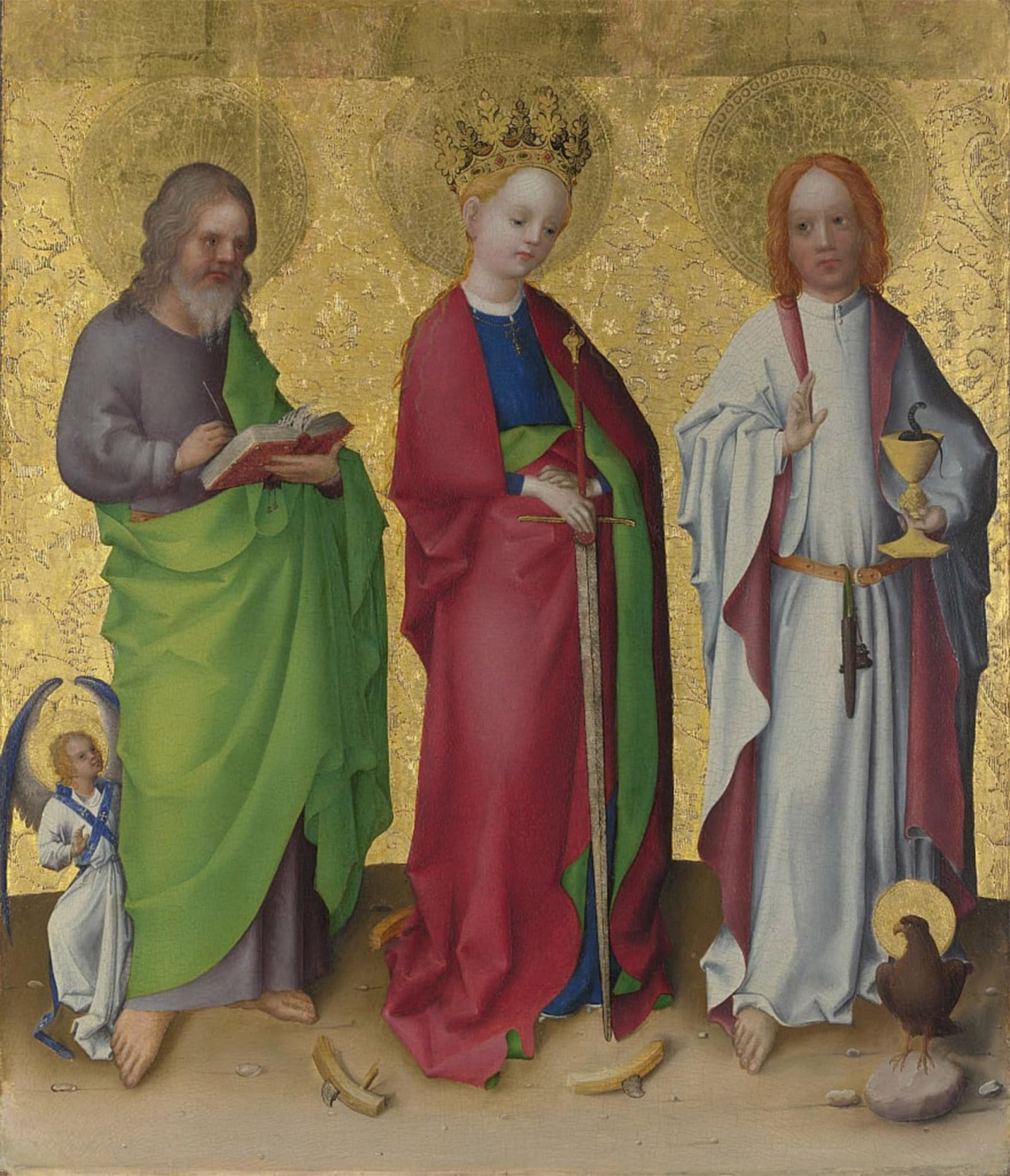 POSTERIIk Vintage Classic Picture Landscape Artwork Saints Catherine of Alexandria and John the Evangelist by Stephan Lochner Portrait Canvas Painting for Office Home Decor 60x90cm