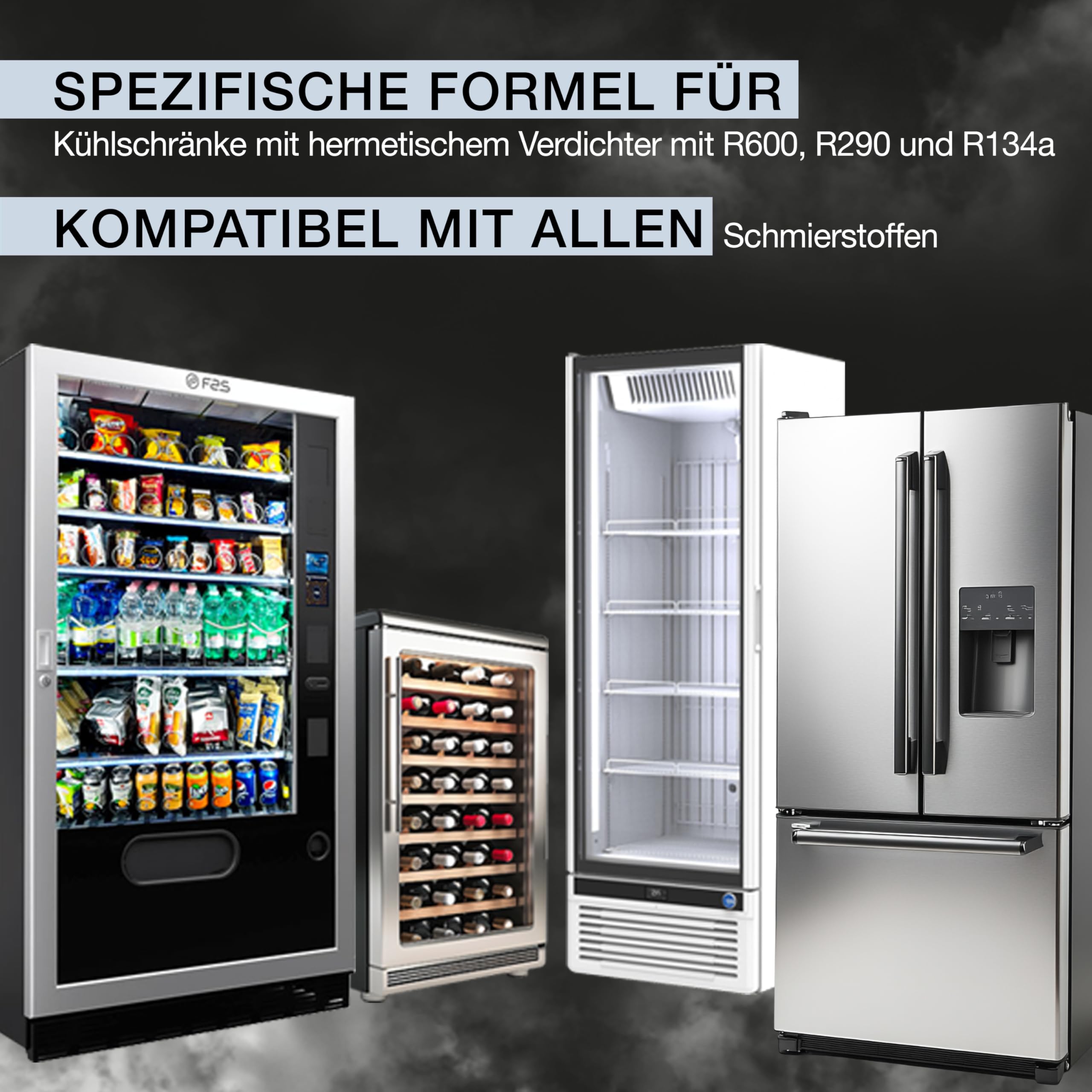 ERRECOM Extreme White - 6 x 12ml Kältemittelleckstopp für Kühlschränke mit luftdichtem Kompressor und R600 - R290 - R134a - inklusive SAE 1/4 Adapter