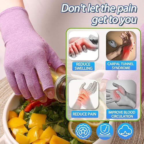 Miniatura 7 de DRNAIETY 2 pares de guantes de compresión para artritis, para mujeres y hombres, para artritis de mano, guantes antideslizantes de pegamento para el