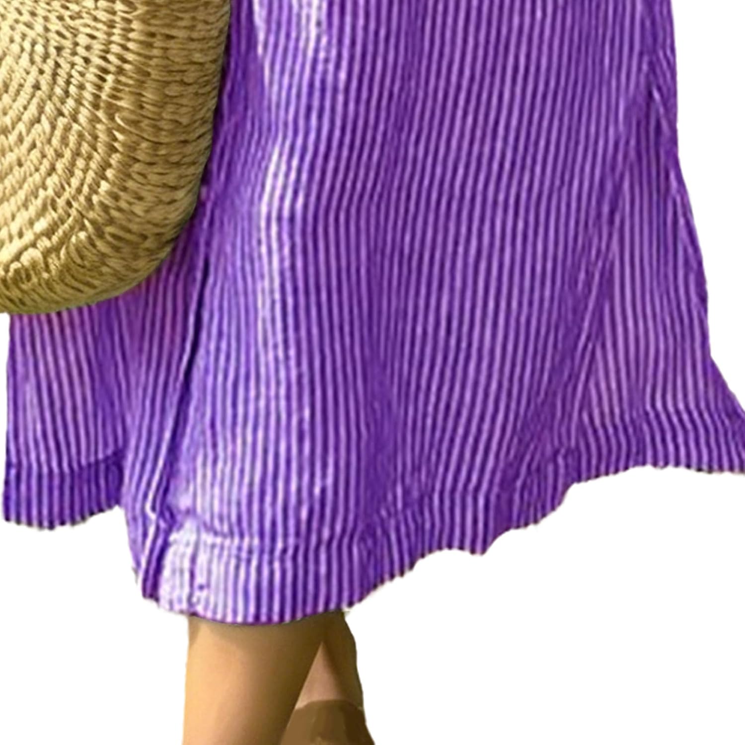 Women's Striped Midi Long Shirt Dress Short Sleeve Casual Loose Summer Dress