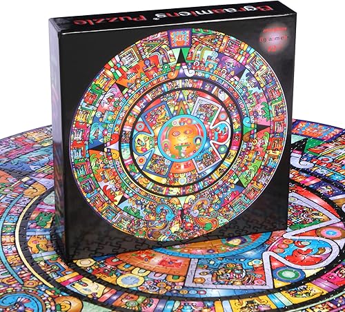 Miniatura 3 de Bgraamiens Puzzle-Aztec Totem - Rompecabezas redondo de 1000 piezas para adultos y niños (Tótem azteca)