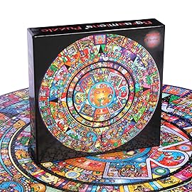Bgraamiens Puzzle-Aztec Totem-1000 Pieces Round Puzzle Color Challenge Jigsaw Puzzles for Adults (Aztec Totem)