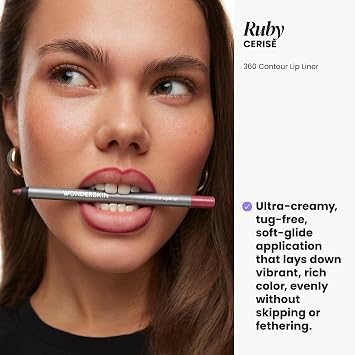 Wonderskin Lip Liner Pencil - 360 Contour Lipliner, Long Lasting, Sharpenable, Waterproof and Transfer-Proof Nude Lip Liner Pencil (Ruby)