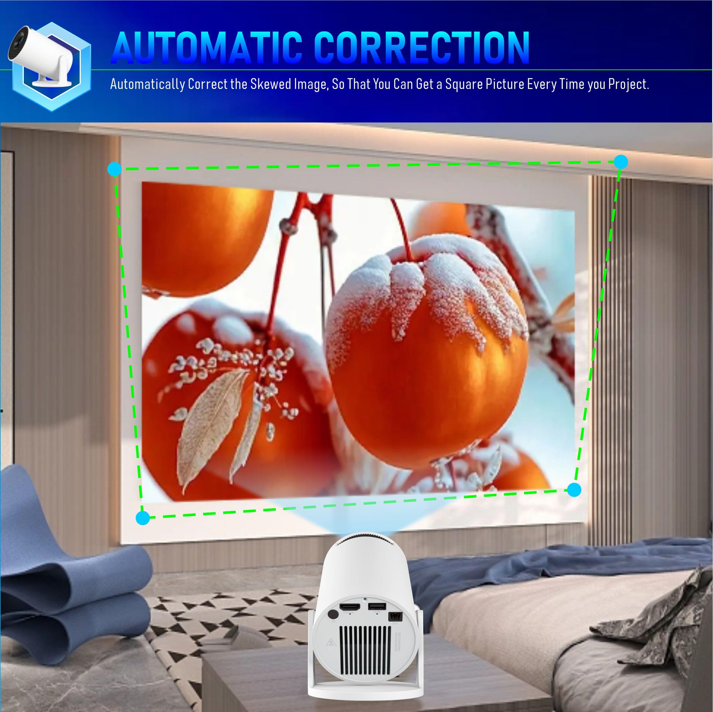 HY300 Pro Mini Portable Projector, Smart Projector Auto Horizontal Correction 1080P, Brightness 160 ANSI Outdoor Movie Projector Compatible with Phone, Wi-Fi 6 Bluetooth 5.2 Android 13 HY300 Pro Mini Portable Projector, Smart Projector Auto Horizontal Correction 1080P, Brightness 160 ANSI Outdoor Movie Projector Compatible with Phone, Wi-Fi 6 Bluetooth 5.2 Android 13