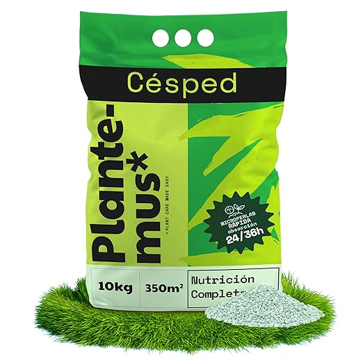 PLANTEMUS Abono Césped Otoño Invierno. NPK (12-11-18) + Micronutrientes, Verde y Duradero, Fertilizante Granulado, Perlas Ultrasolubles, 10 KG, 350 m²