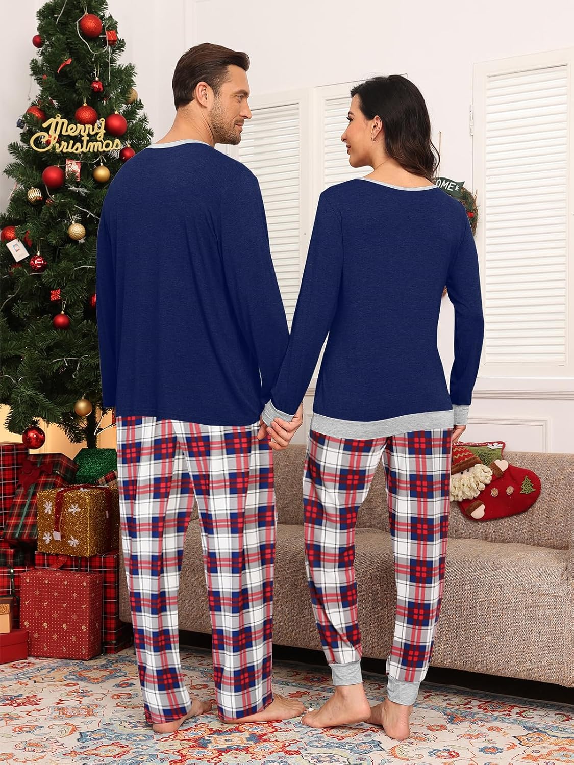 Couple Matching Plaid Pajama Set Christmas Pjs for Men Women Long Sleeve Sleepwear Lounge Set With Pockets S-3XL - Image 6