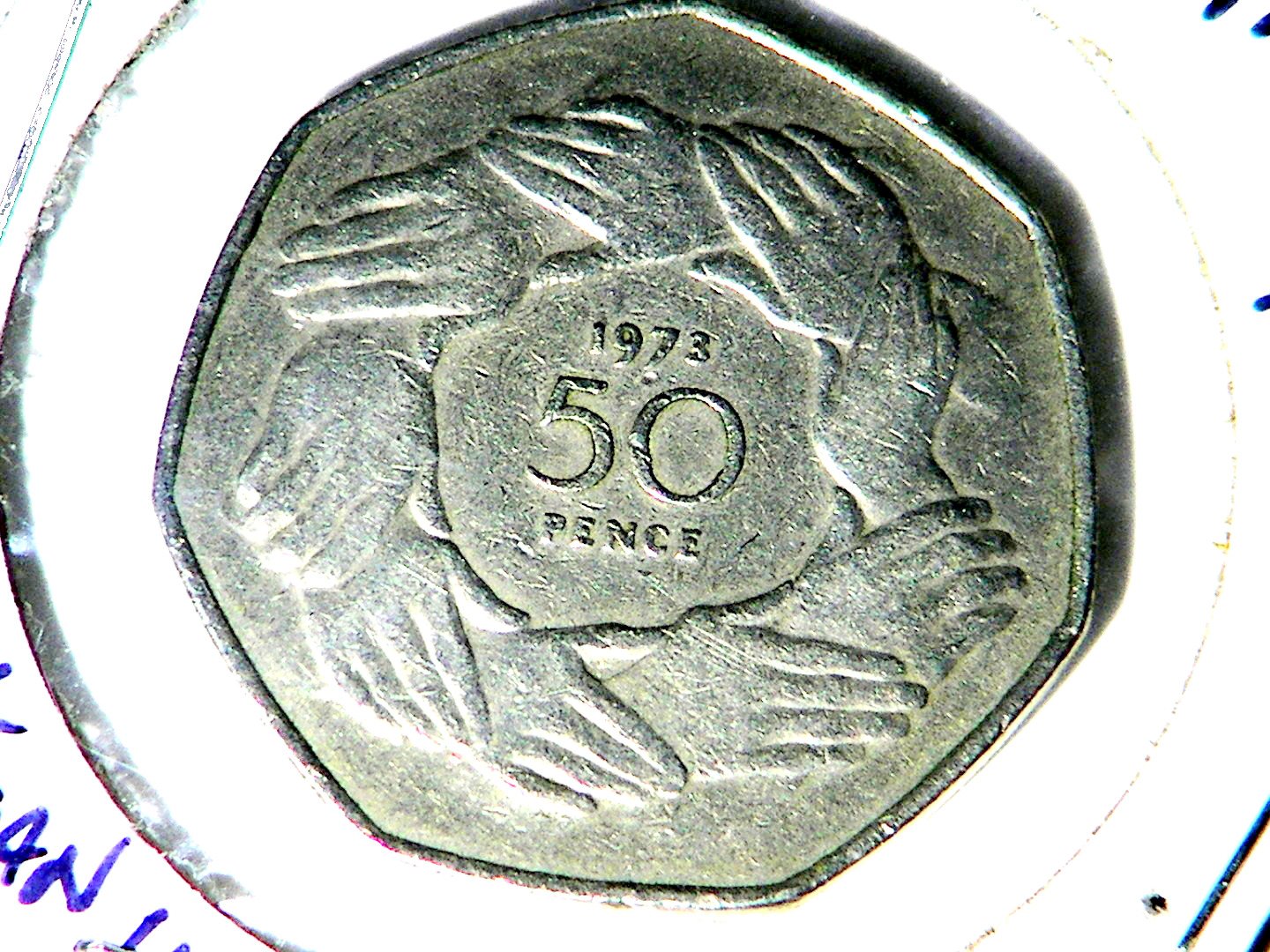 England 50 Pence 1973 Coin Queen Elizabeth II 2nd portrait; Entry into EEC #2