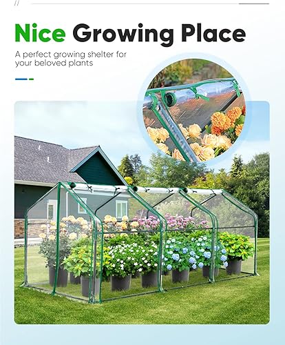 Vista 22 de Quictent Invernadero portátil de 95 pulgadas de ancho x 36 pulgadas de profundidad x 36 pulgadas de alto, 2 ventanas de malla y gran puerta de Verde