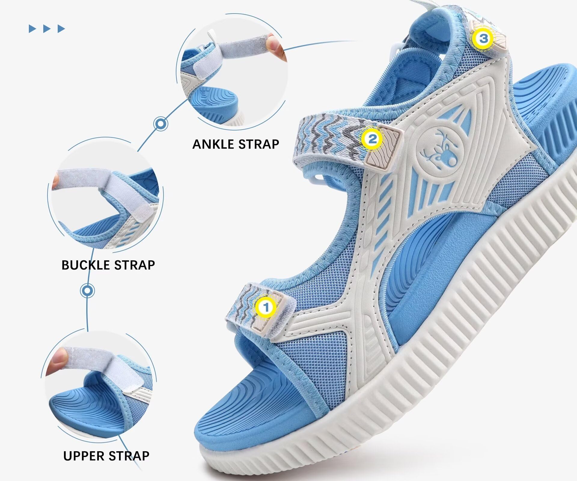 KuaiLu Sandalias ortopédicas para caminar para mujer, soporte de arco, recuperación, deportes, senderismo, agua, sandalias gruesas y atléticas, cómodas para fascitis plantar, sandalias ajustables US6