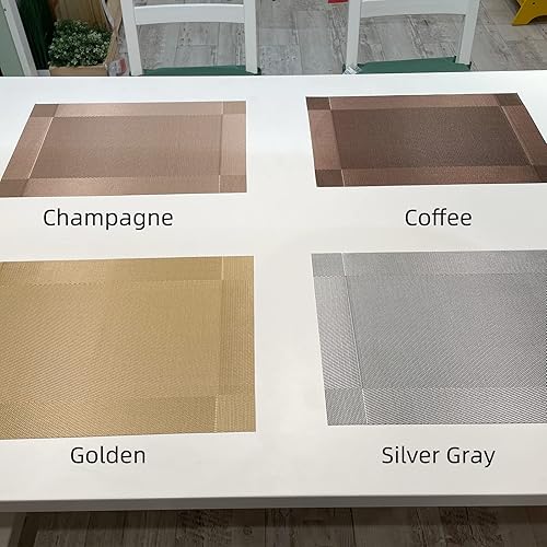 Miniatura 6 de Canglifull Juego de 6 manteles individuales impermeables tejidos de vinilo hermosos manteles individuales lavables y duraderos antideslizantes para