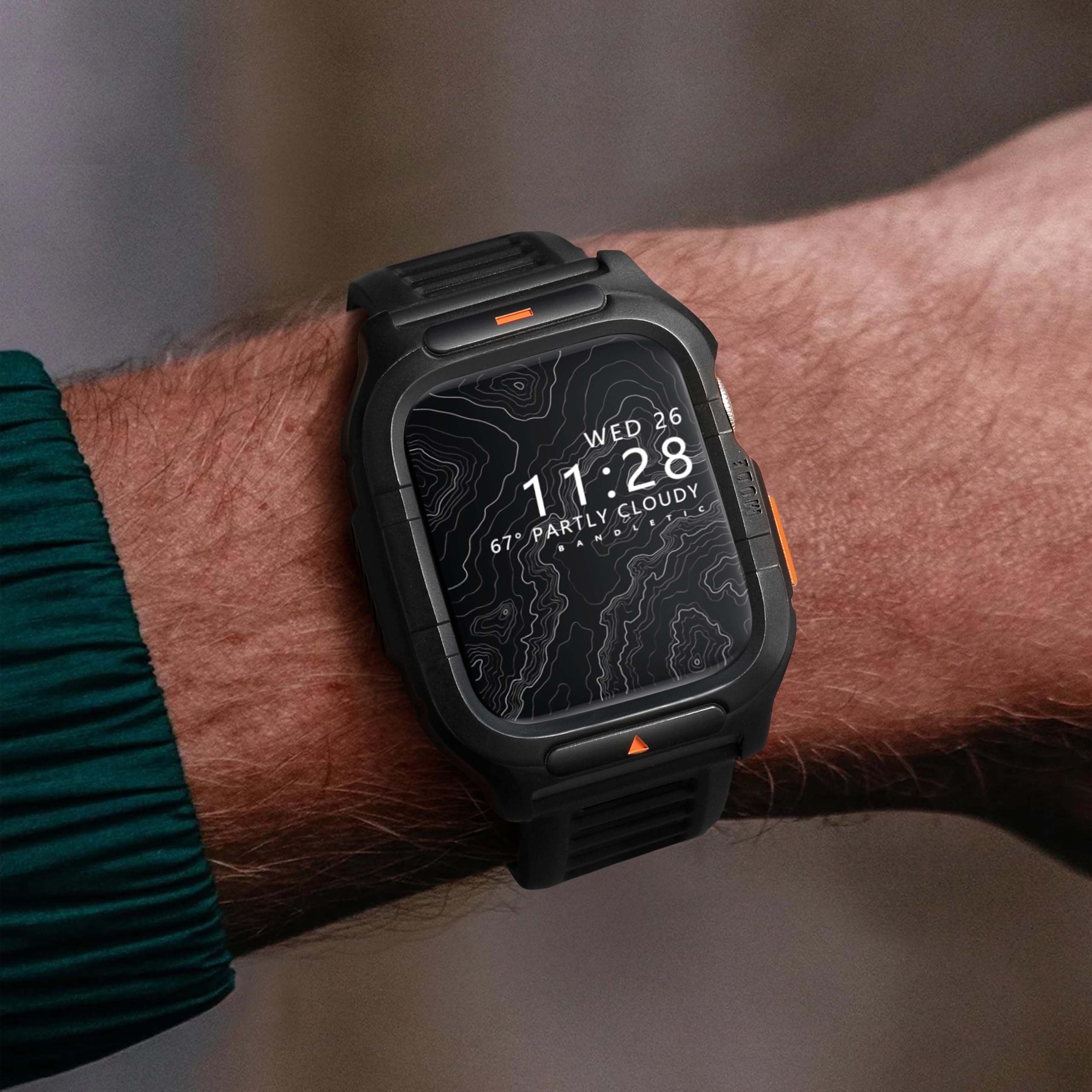 Bandletic Armband Mit Schutzhülle Für Apple Watch 44mm - Edelstahl Robust Stoßfest Militär Langlebig Bumper Für Herren - Kompatibel Mit Series 6 5 4 SE 2
