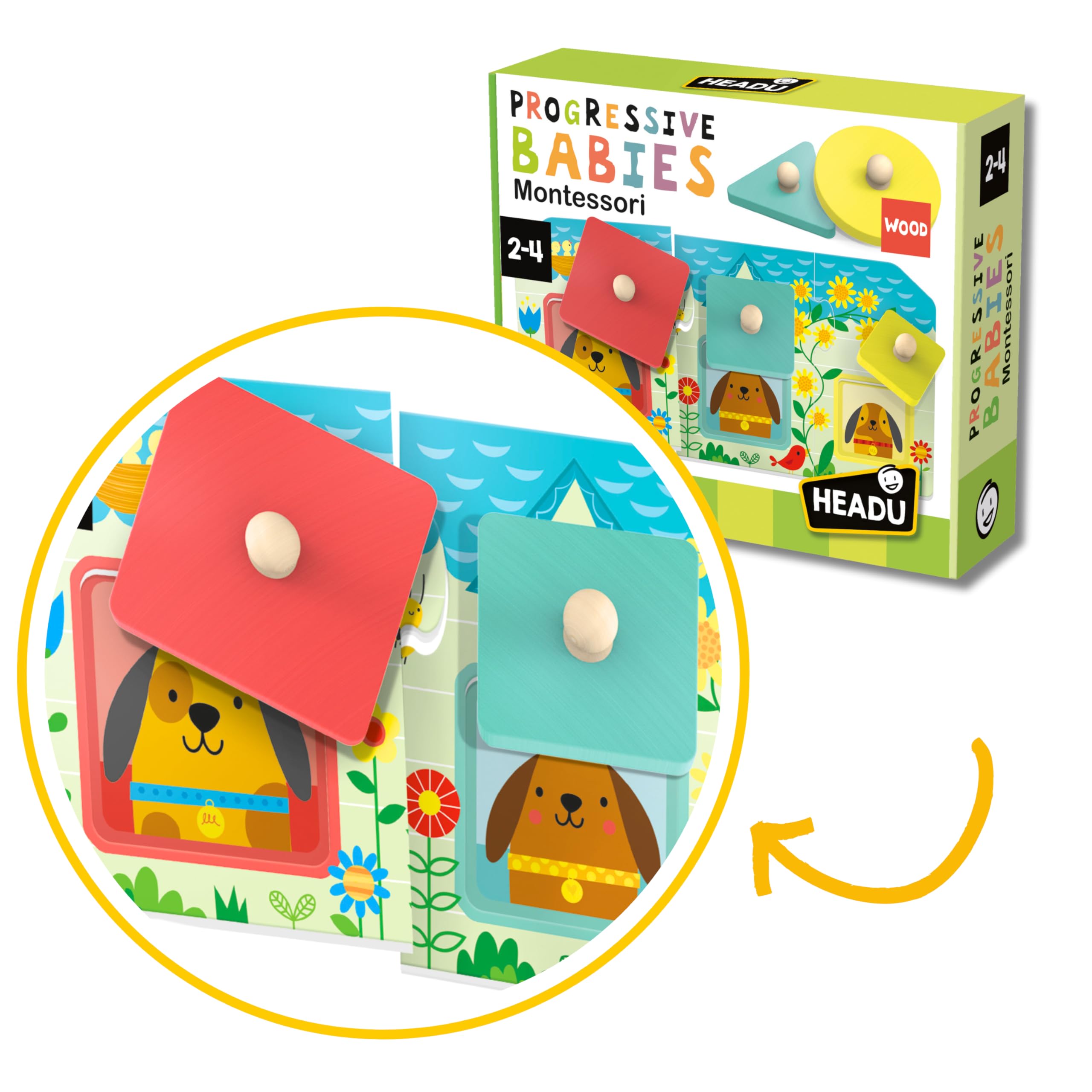 Headu - Progressive Babies Montessori Educational Toy, Kids Puzzle, Ages 2-4yrs