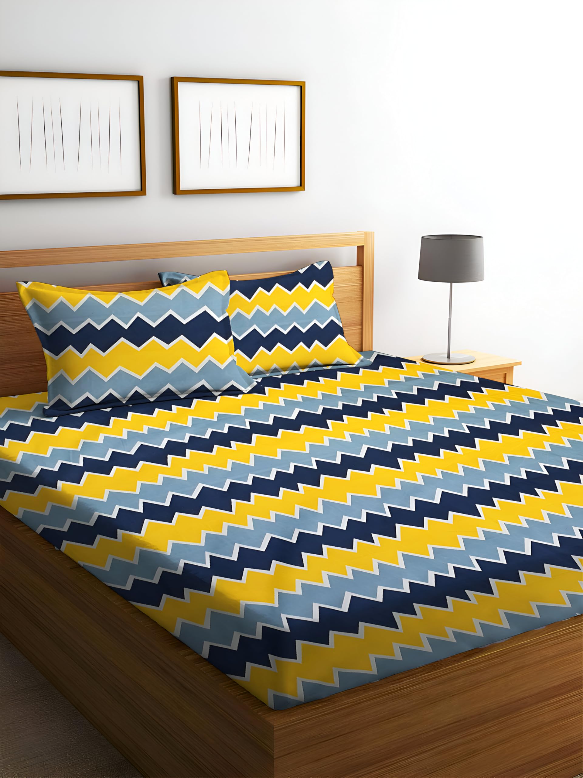STARNSTYLE Polycotton 220 TC Floral Printed King Size Double Bedsheet with 2 Pillow Covers, (90 x 90 Inches,)