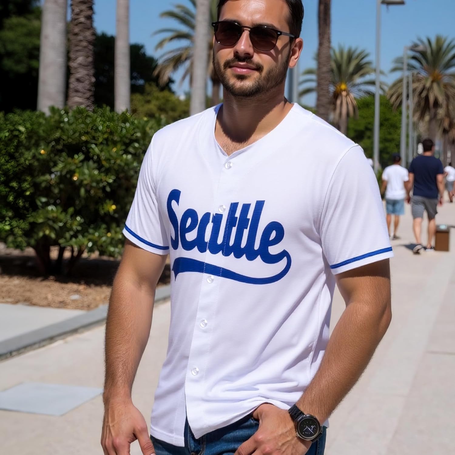 DEHANER City Baseball Jerseys for Men Women Button Down Casual Shirts Streetwear Outfits Fans Tops - Image 2