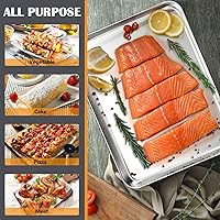 Vista 5 de Joyfair - Juego de bandejas para hornear de 16 pulgadas (2 unidades), bandejas de acero inoxidable para galletas, sartenes de metal comerciales