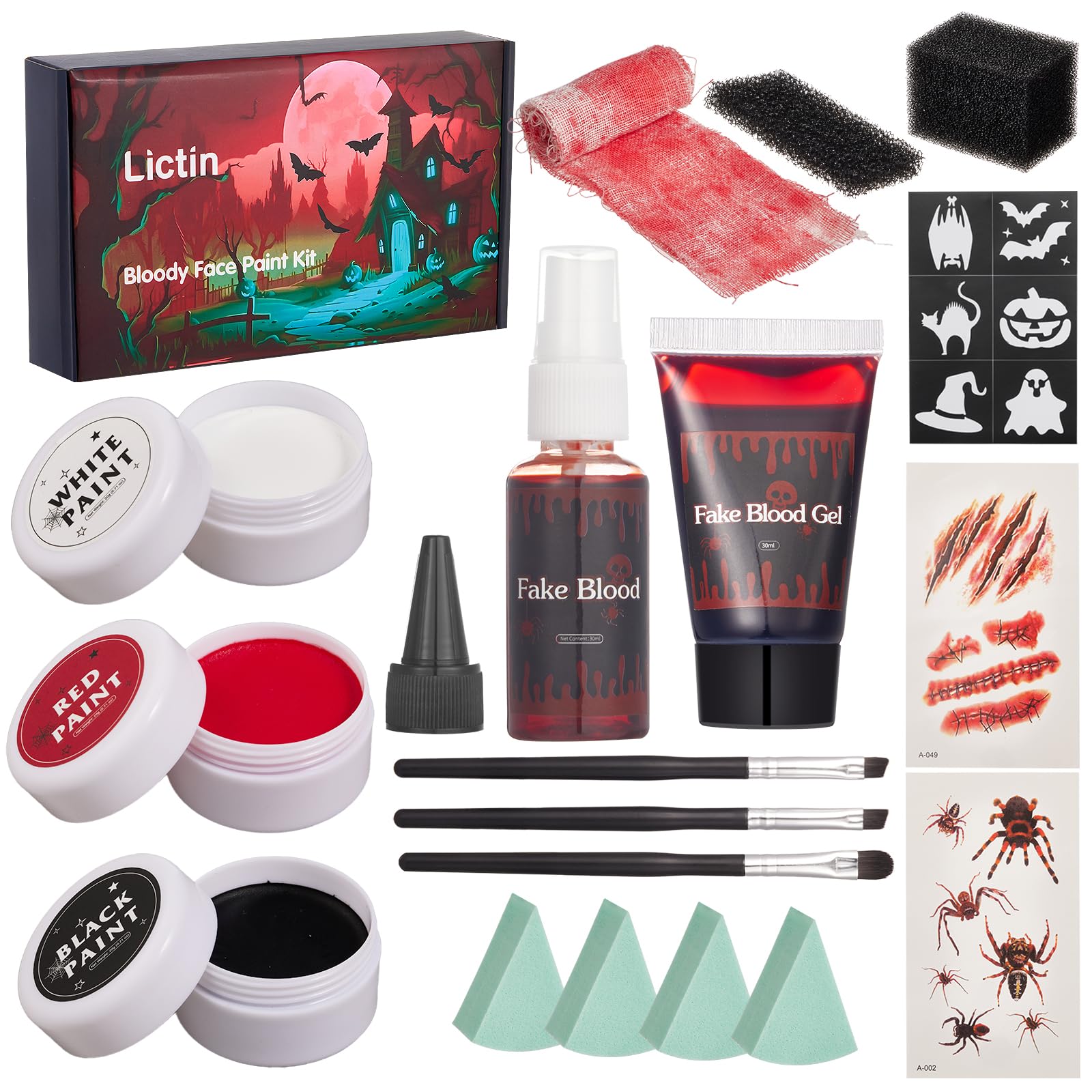 Lictin Maquillaje SFX,Pintura de Halloween Facial Corporal,Sangre Falsa Spray