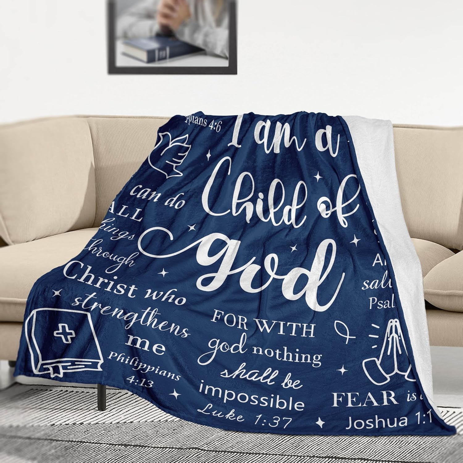 Christian Gifts for Men - Religious Gifts Blankets -Religious Gifts for Men Throw 60"X50" - I Am A Child of God Blanket - Baptism Gifts for Boys -Confirmation Gifts for Teenage Boys - Image 5