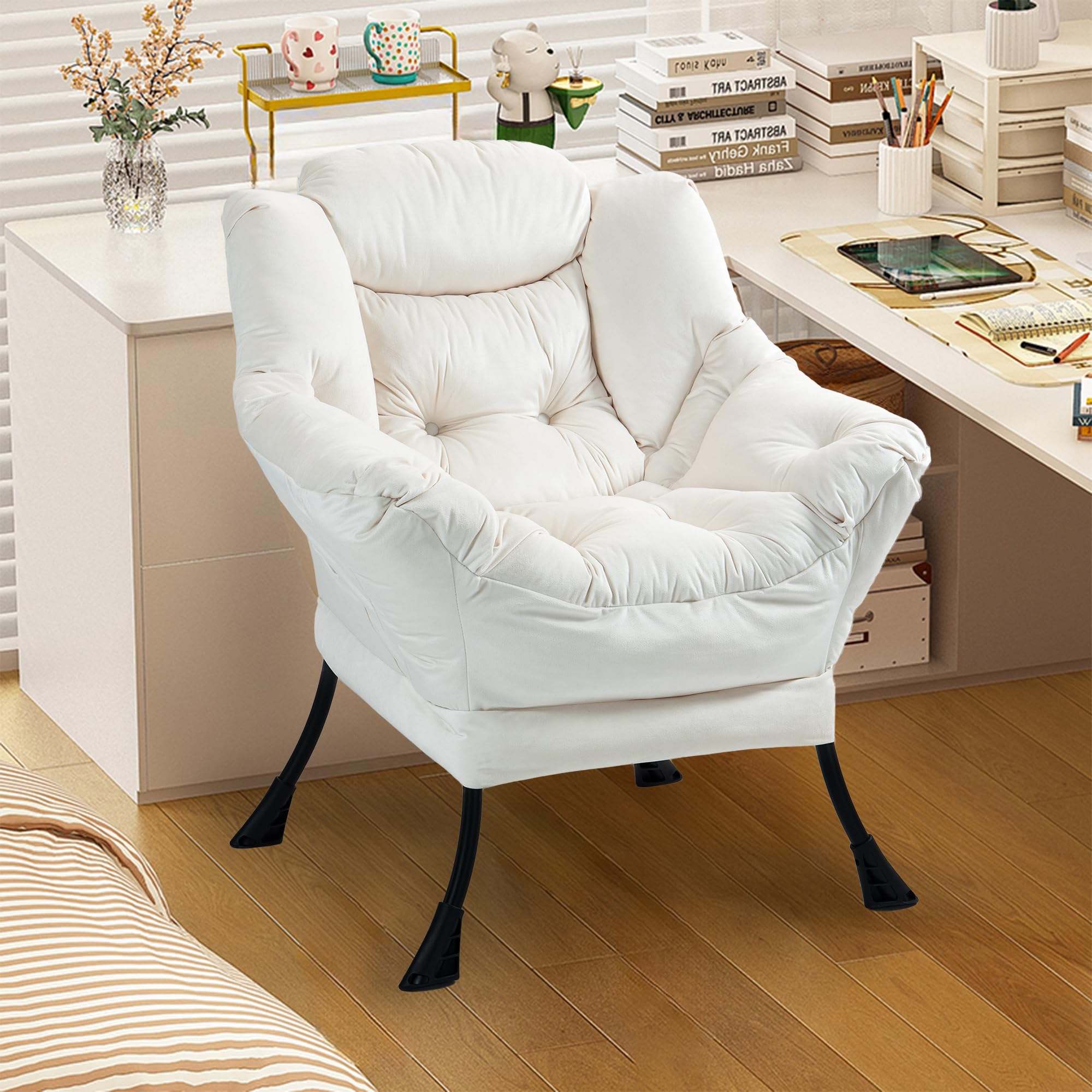 Fauteuil Bas Avec Structure Métallique Et Poche Latérale - Pour Salon, Chambre Ou Balcon - Confort Hamac (Gris Foncé)