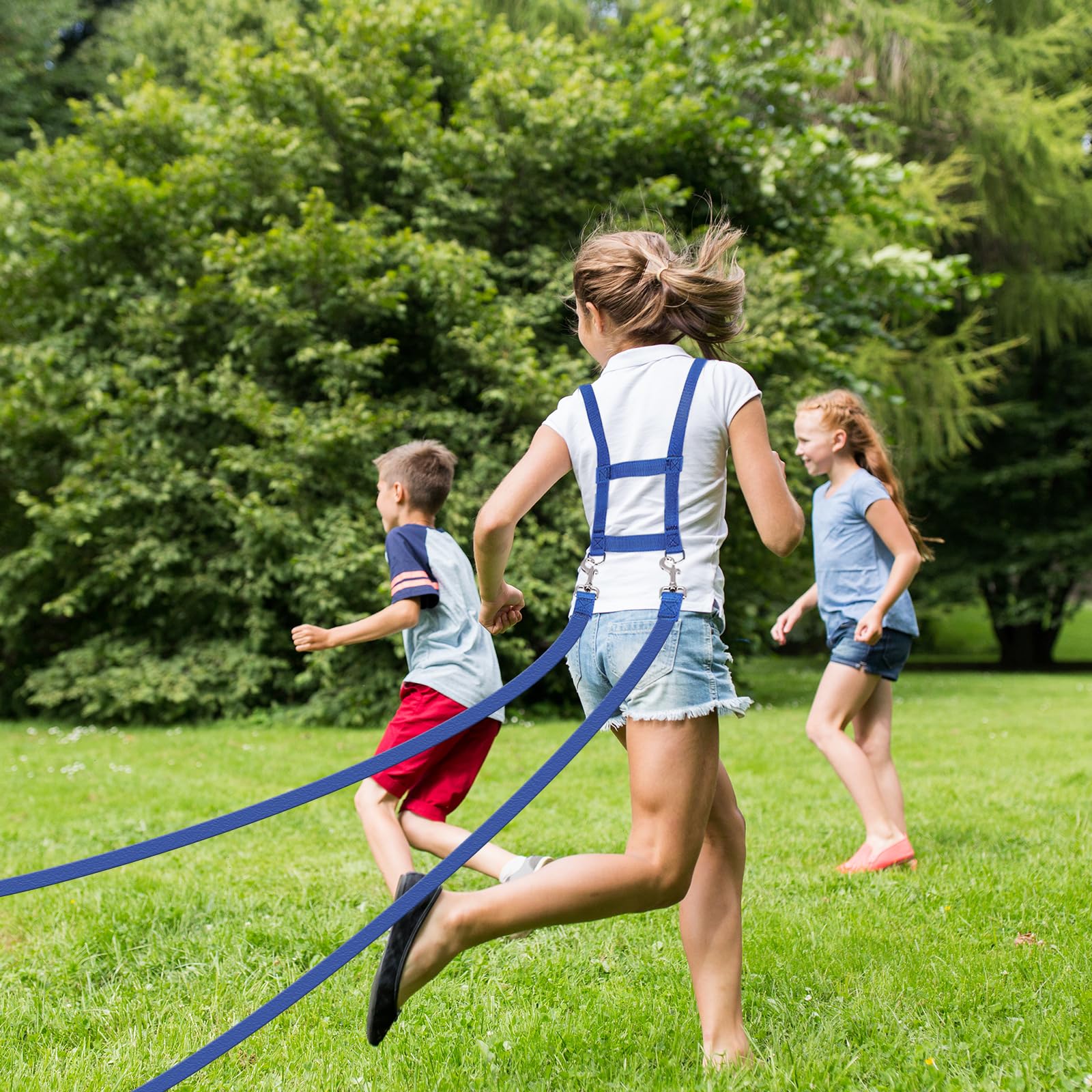Laisse de cheval pour jouer pour enfants - Bleu - Corde de cheval - Taille réglable - Convient pour les garçons et les filles - Jeu de rôle en plein air - Simulation d'équitation (bleu)