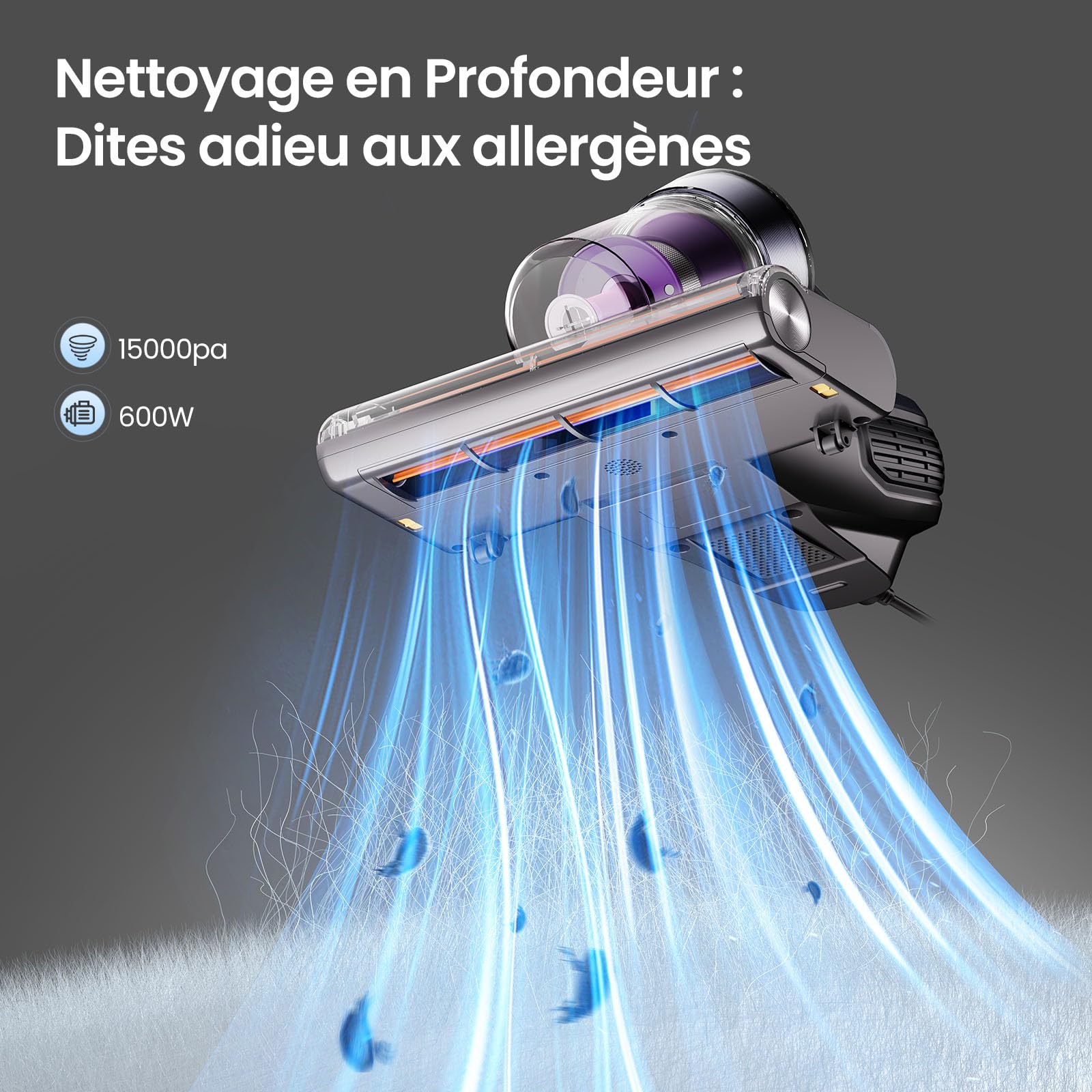 Jimmy BX8 Aspirateur à Main pour Matelas 15kPa Aspirateur Anti-Acariens avec Lampe UV-C, Chauffage à 65°C, Capteur d'acariens, écran LED, Fonction ions Négatifs, pour Matelas, lit, Canapé (Violet)