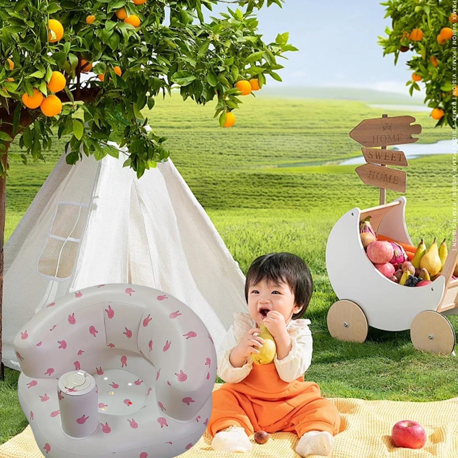 Supporto per la seduta del bambino, gonfiabile, per bambini, per l'apprendimento della seduta, per il pavimento, leggero e portatile, per la schiena del bambino, per l'apprendimento della seduta, per