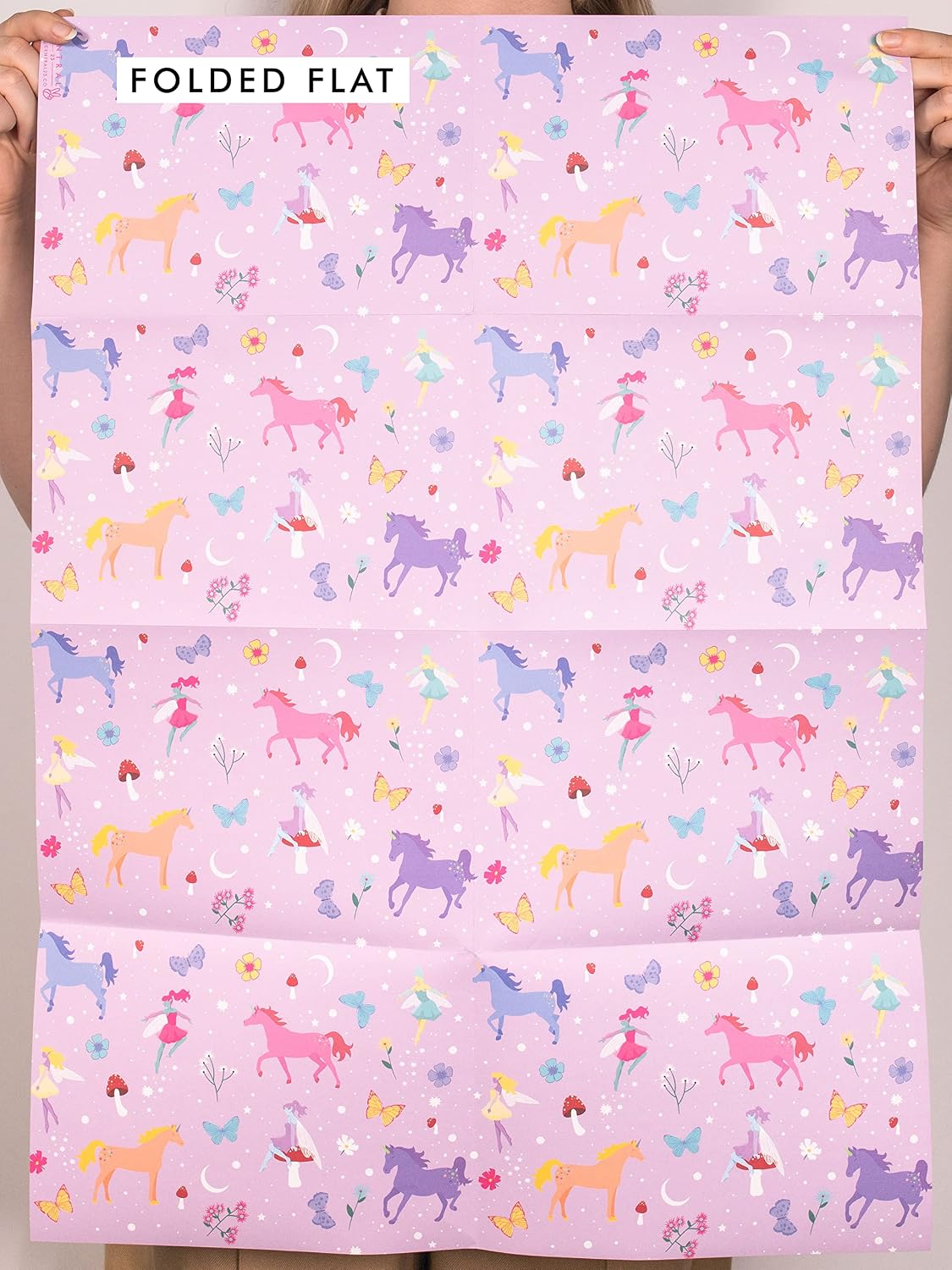 Central 23, Fairies and Unicorn Wrapping Paper, 6 Sheets of Mystical Gift Wrap for Girls, Cute Butterfly and Flowers for Her - Image 3