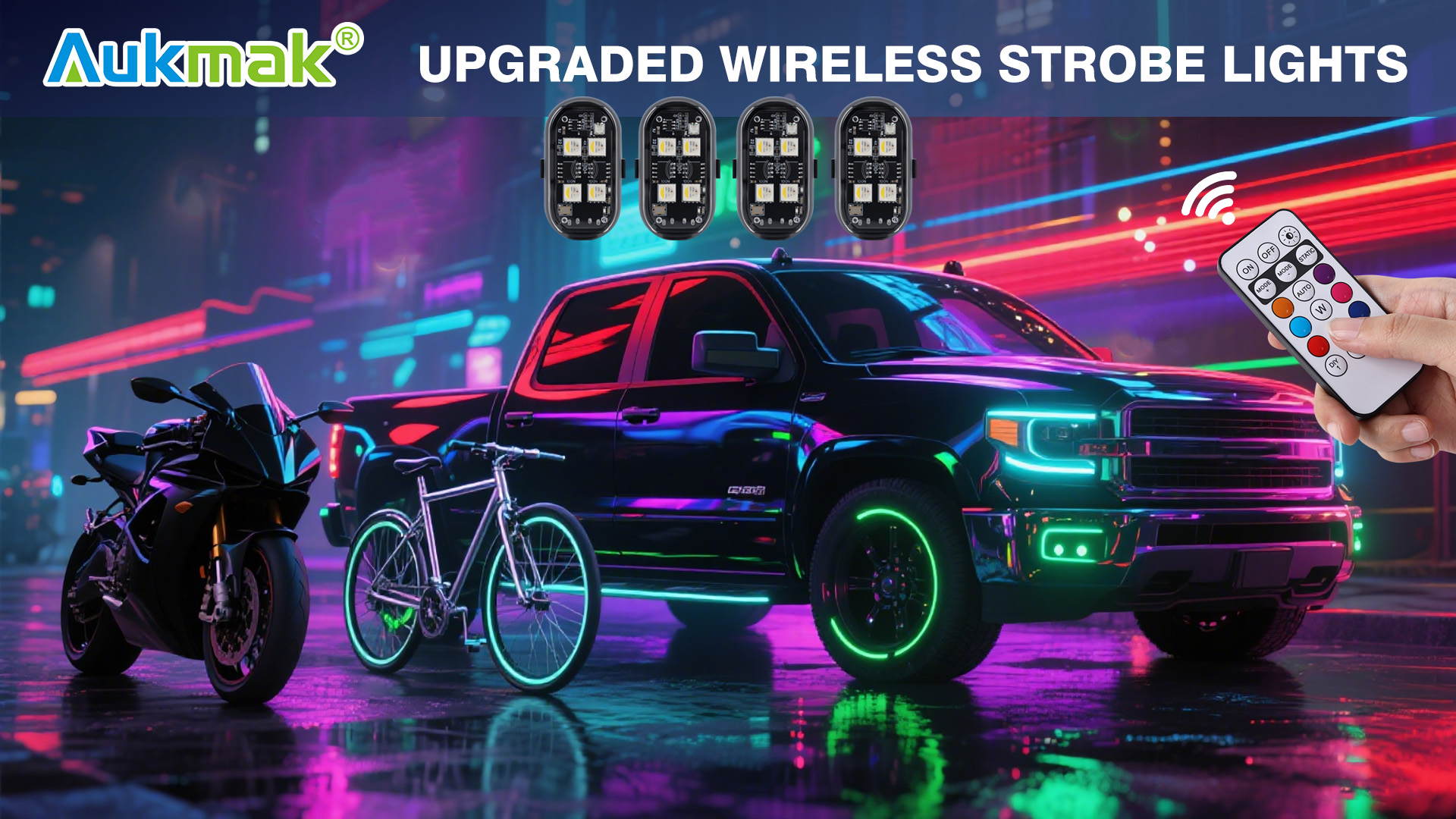 Amazon.com: Aukmak Upgraded 4LEDs 8PCS Wireless LED Strobe Lights