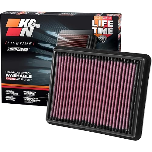 K&N High-Flow Original Lifetime Engine Air Filter: Increase Power: Premium, Washable: Compatible with 2012-2023 MAZDA: 3, 6, CX-5, CX-8, CX-9, 33-3024