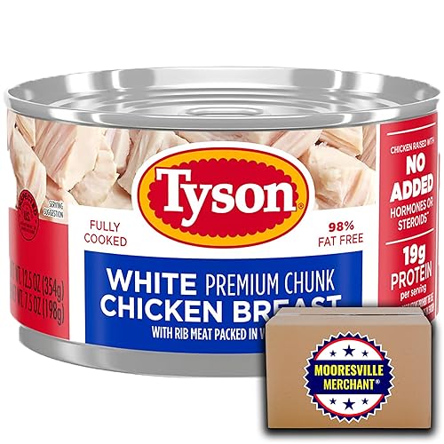 Miniatura 1 de Tyson Premium Chunk Pechuga de pollo blanca, 12.5 onzas, 4 latas con calcomanía Mooresville Merchant