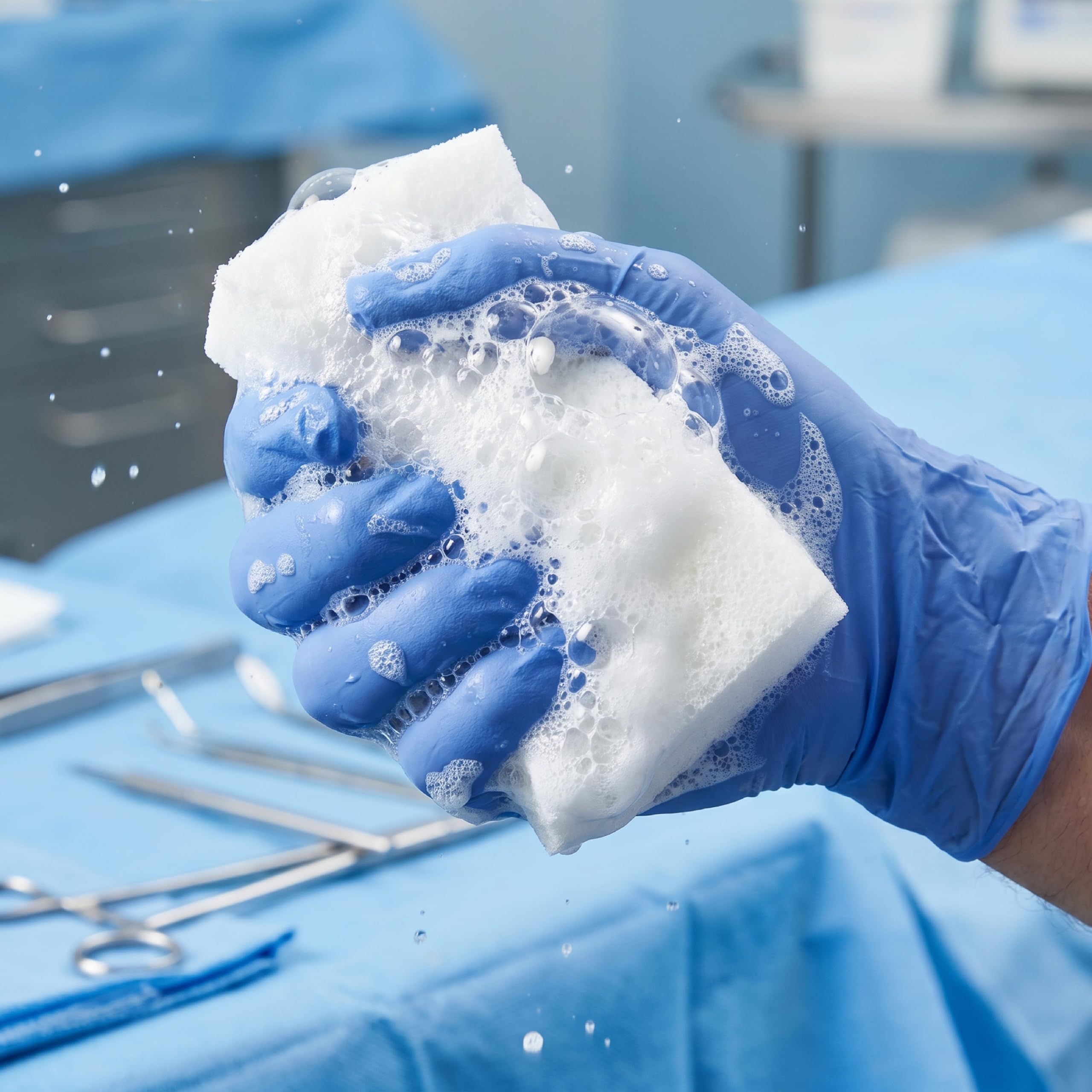 KMINA Esponjas Jabonosas Antisépticas Clorhexidina 4% Desechables (100 uds) | Poliuretano Impregnado con 20 ml de Solución CHG por Pieza, Espuma Abundante, para Lavado Higiénico de Manos y Piel