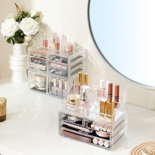 Miniatura 3 de HBlife Organizador de maquillaje cajones de almacenamiento de cosméticos acrílicos y caja de exhibición de joyas con 12 cajones 95 x 54 x 158