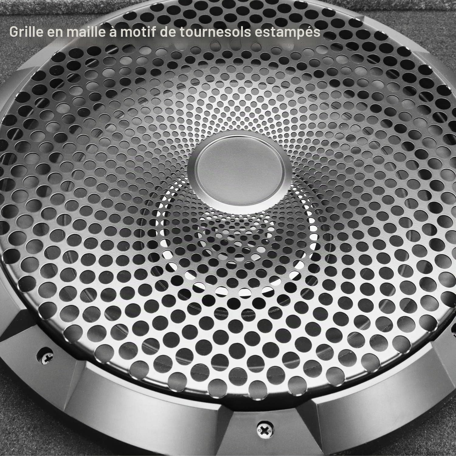 RECOIL Grille de Caisson de Basses en Maille d'acier Noire d'excursion de 10 Pouces de Haut (25 cm)
