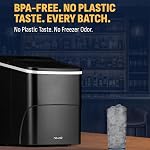 Newair 26 lbs. Machine à glace de comptoir, noir mat, portable et léger, contrôle intuitif, grande ou petite taille de glace, facile à nettoyer des pièces sans BPA, parfait pour les cocktails, scotch, soda et plus