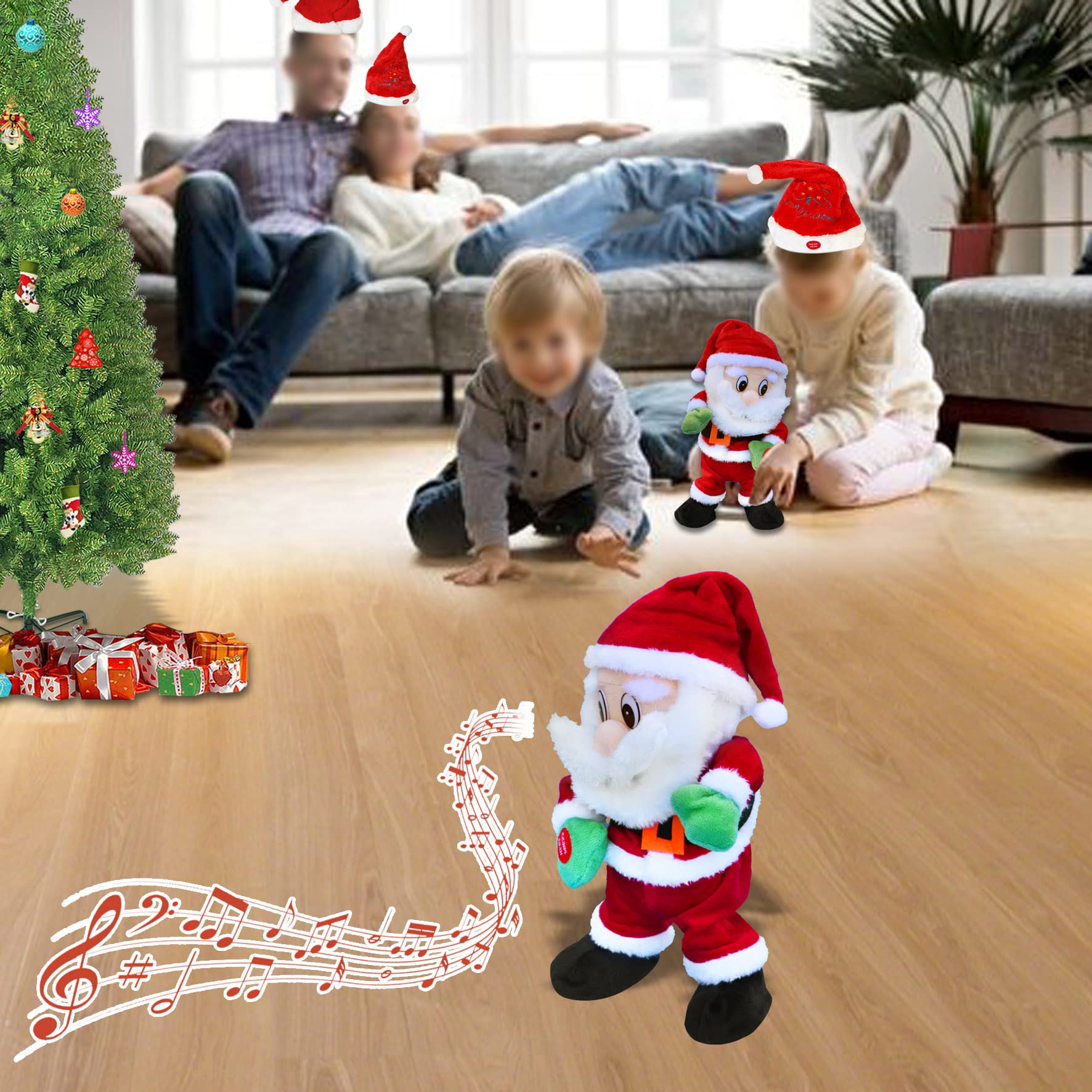 Strong Camel Singing Dancing Electric Santa Claus Toy Xmas Musical Shaking Plush Decorations Gifts