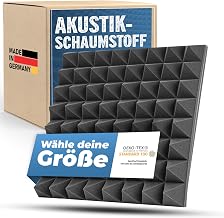 saarschaum Akustikschaumstoff Paneele – Effektive Schallabsorption – Pyramidenschaumstoff 200 x 50 x 7 cm, Dunkelgrau