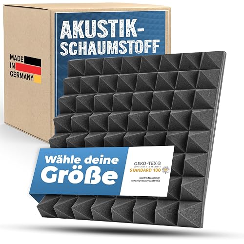 saarschaum • Akustikschaumstoff 100x50x7cm • Pyramidenschaumstoff Schallschutz • Noppenschaumstoff • Akustikpaneele zur Schalldämmung - 100 x 50 x 7 cm