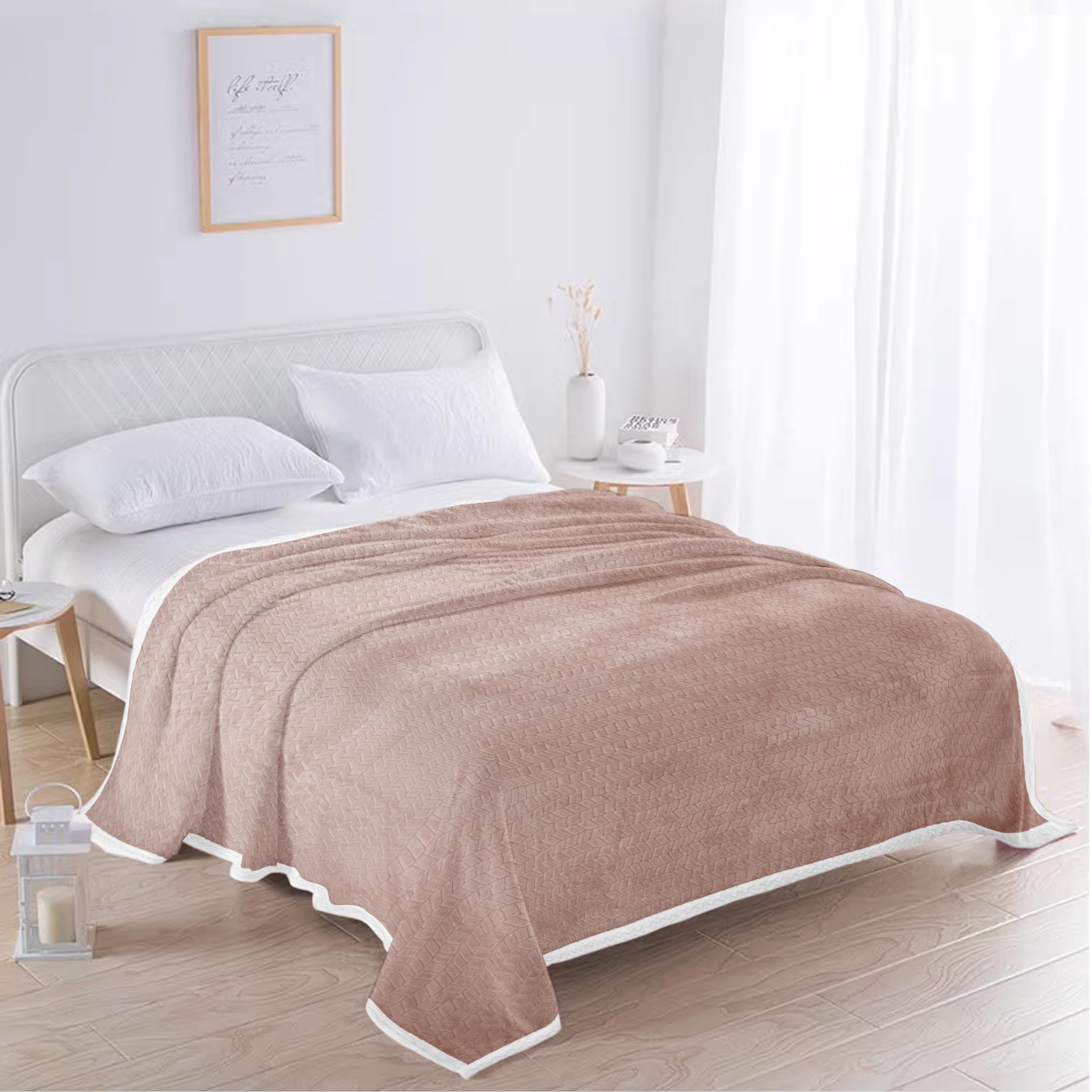 BESCH Manta Sofá Borreguillo Sherpa Invierno 220x240cm - Mantas Polar Doble Capa Extra Suave, Caliente y Gruesa (Rosa)