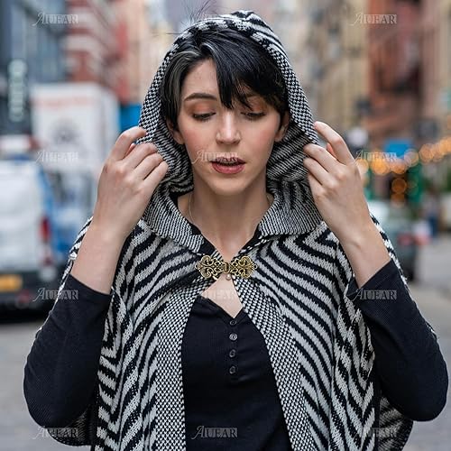 Miniatura 4 de AUEAR, Clips para suéter con diseño de flores y chal, cierre de capa, broche vintage, ganchos y ojos, clip retro