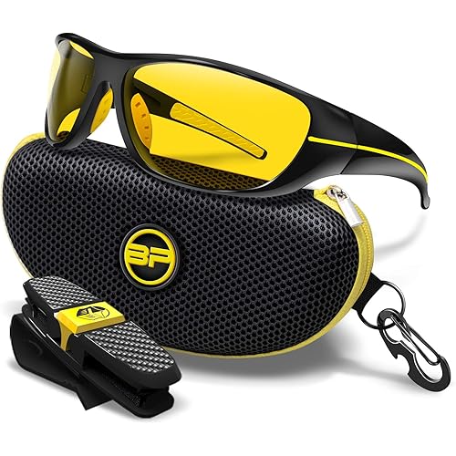BLUPOND Day/Night Driving Glasses - Chopper - Night Driver Clearer Vision Motorcycle Riding Running Biking - TAC Anti Glare